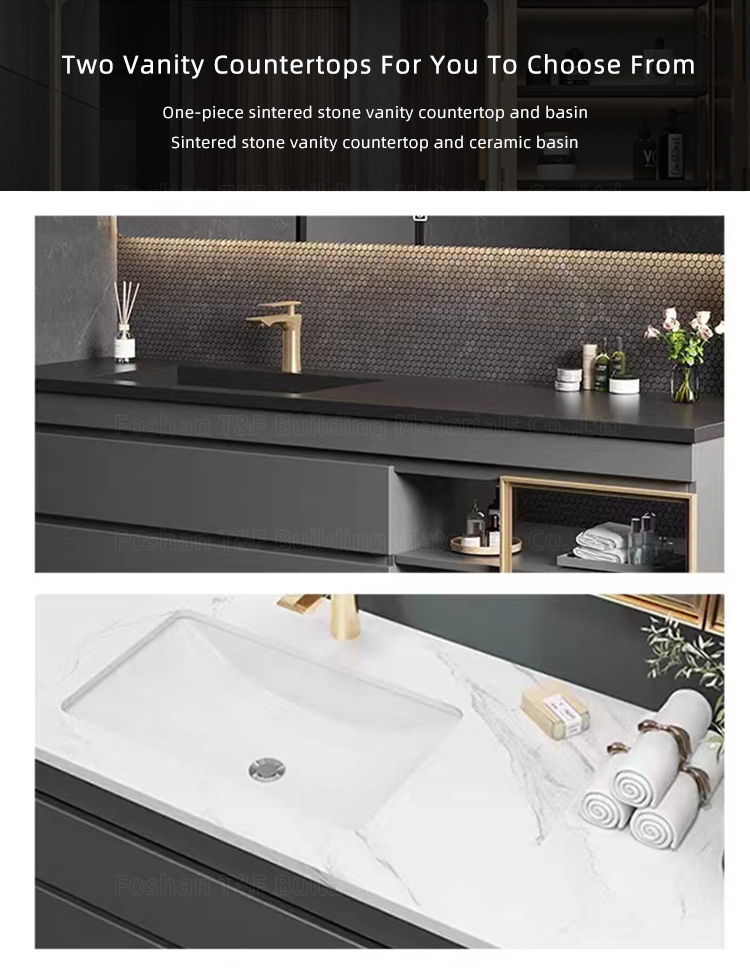 Luxury Single Sink Bathroom Vanity With Smart Mirror and Side Cabinet Modern Bath Room Furniture Vanity Sets