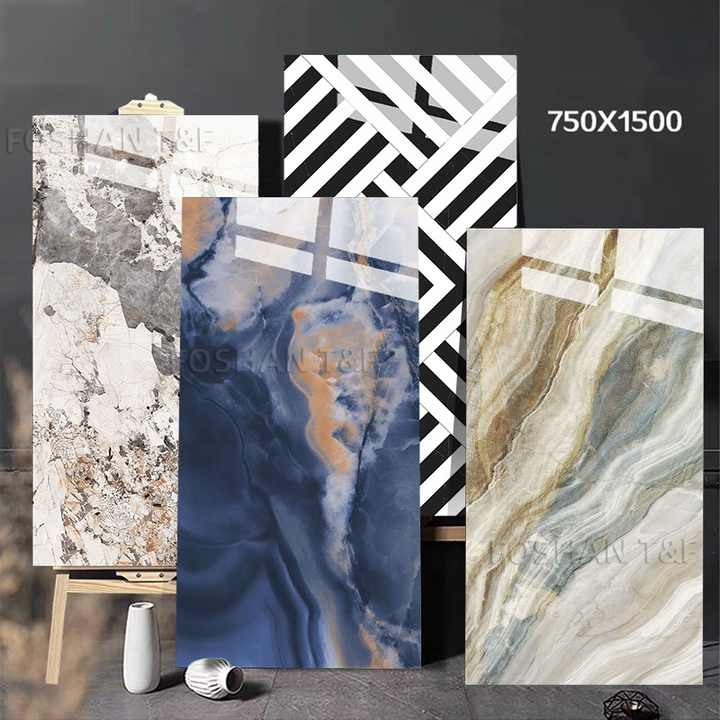 New 750x1500 mm Luxury Modern Pattern Polished Porcelain Slab Marble Floor Tile for Interior Home Decoration