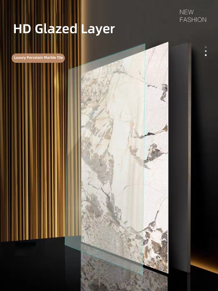 New 750x1500 mm Luxury Modern Pattern Polished Porcelain Slab Marble Floor Tile for Interior Home Decoration
