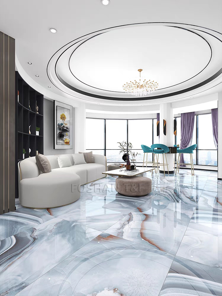 New 750x1500 mm Luxury Modern Pattern Polished Porcelain Slab Marble Floor Tile for Interior Home Decoration