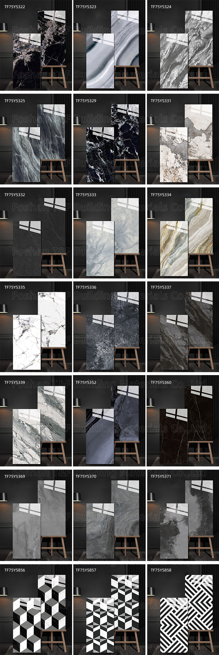 New 750x1500 mm Luxury Modern Pattern Polished Porcelain Slab Marble Floor Tile for Interior Home Decoration