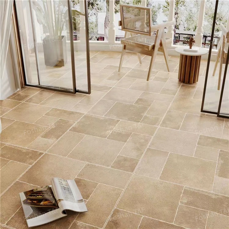 Limestone Tumbled French Pattern Full Body Porcelain Floor Tiles for Indoor and Outdoor