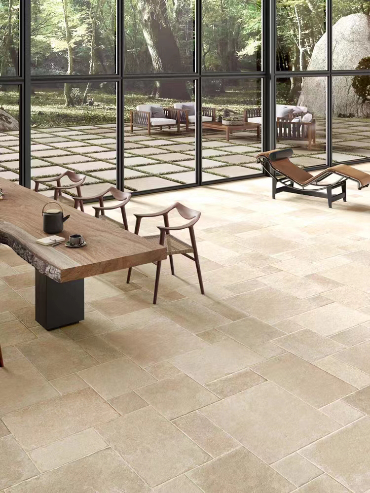 Limestone Tumbled French Pattern Full Body Porcelain Floor Tiles for Indoor and Outdoor