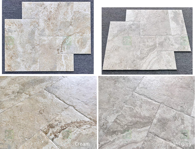 Limestone Tumbled French Pattern Full Body Porcelain Floor Tiles for Indoor and Outdoor