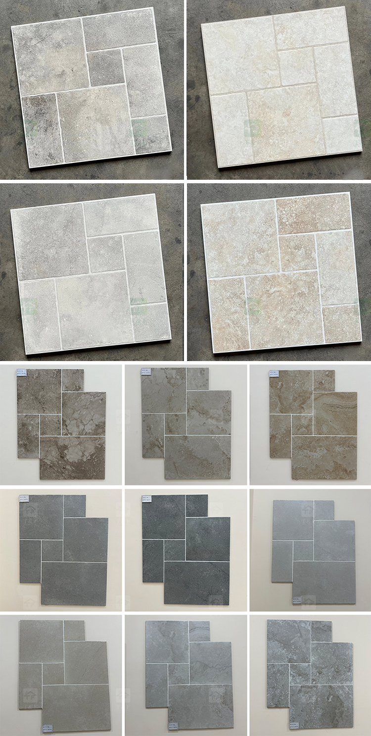 Limestone Tumbled French Pattern Full Body Porcelain Floor Tiles for Indoor and Outdoor