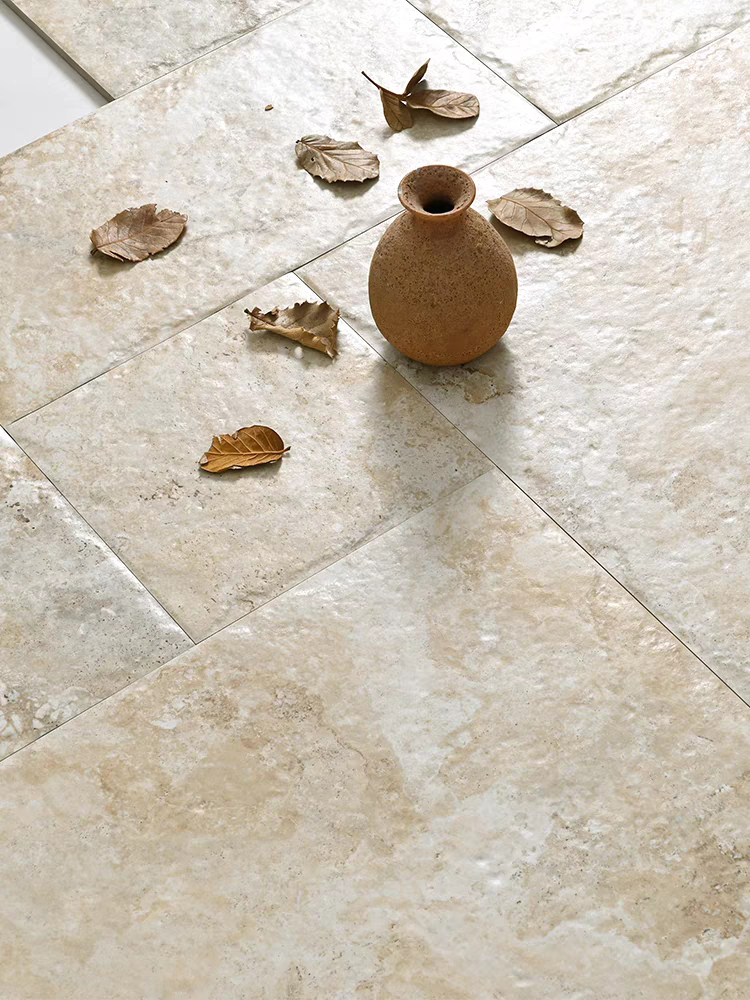 Limestone Tumbled French Pattern Full Body Porcelain Floor Tiles for Indoor and Outdoor