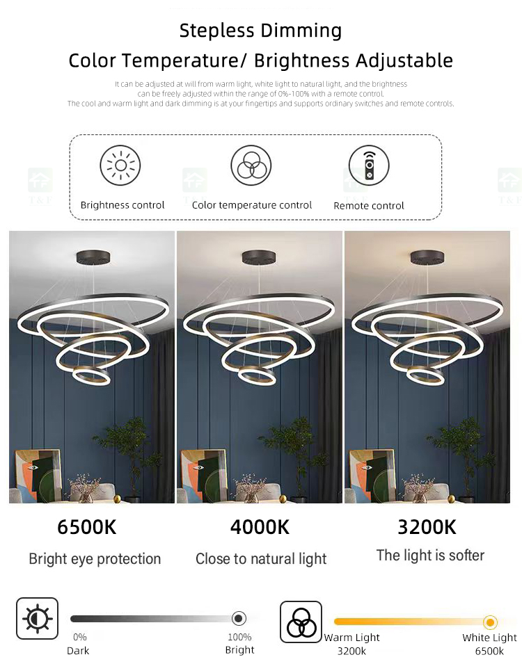 Ring Circle Decorative Modern Bedroom Living Dining Room LED Hanging Chandelier Pendant Light for Home Ceiling