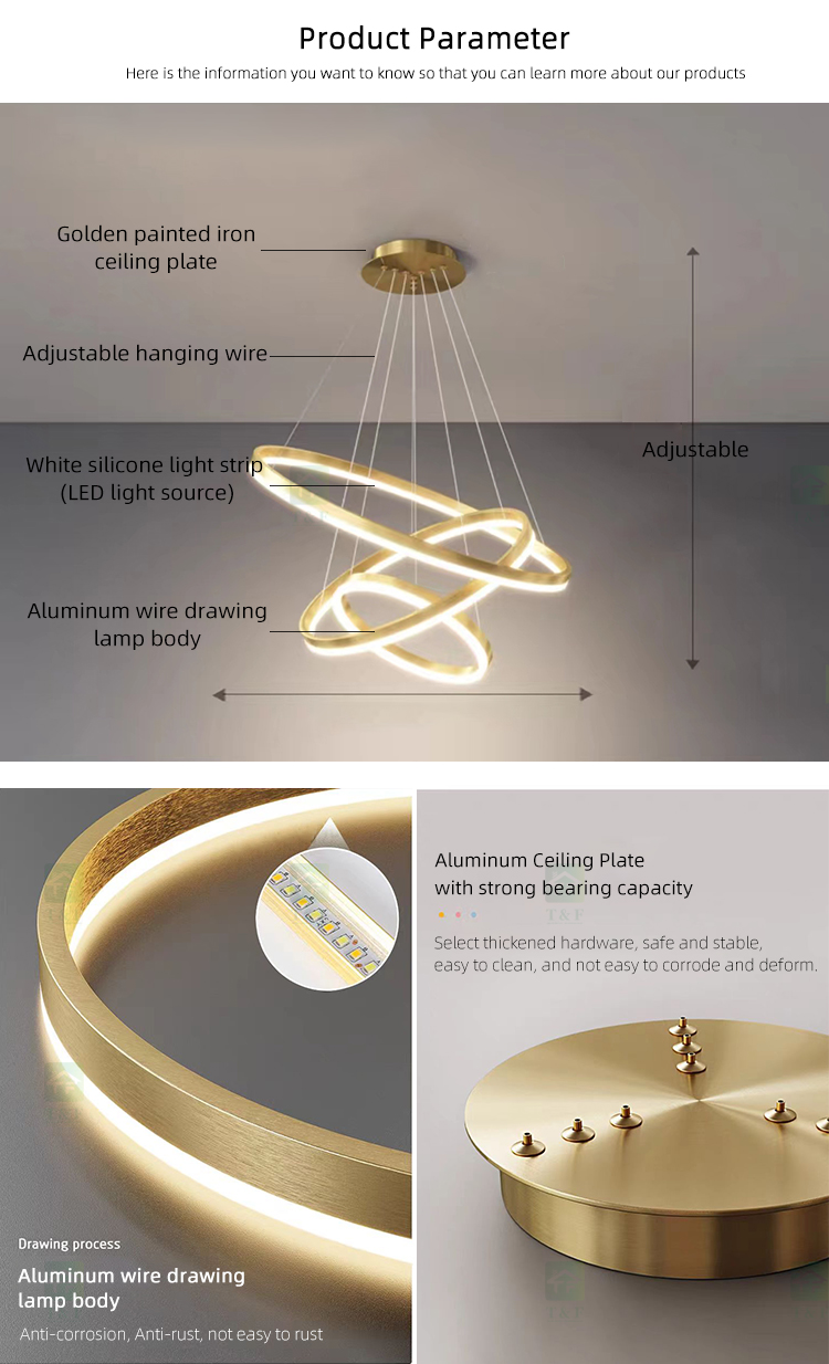 Ring Circle Decorative Modern Bedroom Living Dining Room LED Hanging Chandelier Pendant Light for Home Ceiling