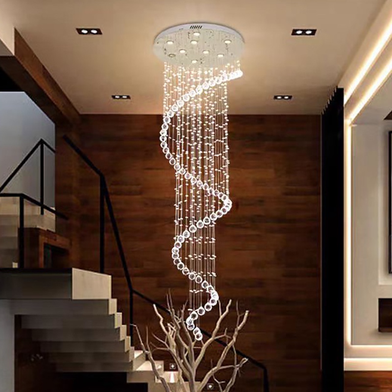 Custom Luxury Hotel Lobby Villa Home Staircase Pendant Light Modern Large Long Crystal Chandeliers for Stairs