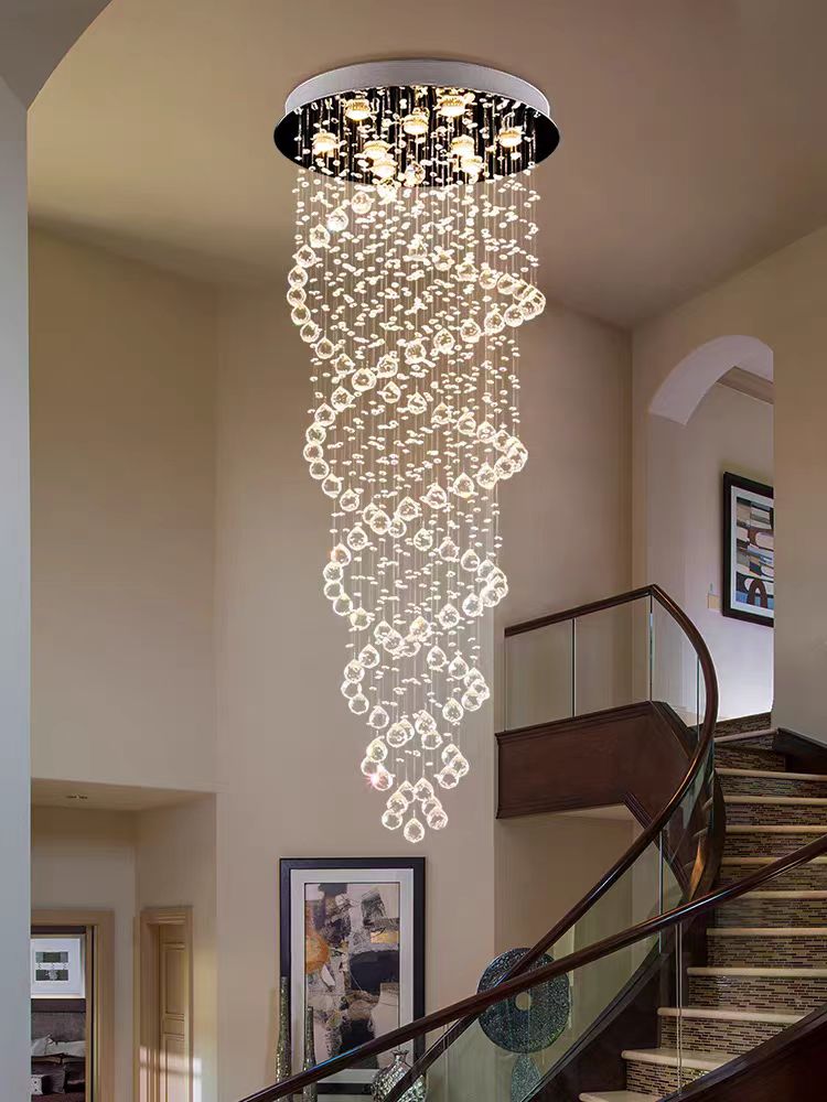 Custom Luxury Hotel Lobby Villa Home Staircase Pendant Light Modern Large Long Crystal Chandeliers for Stairs