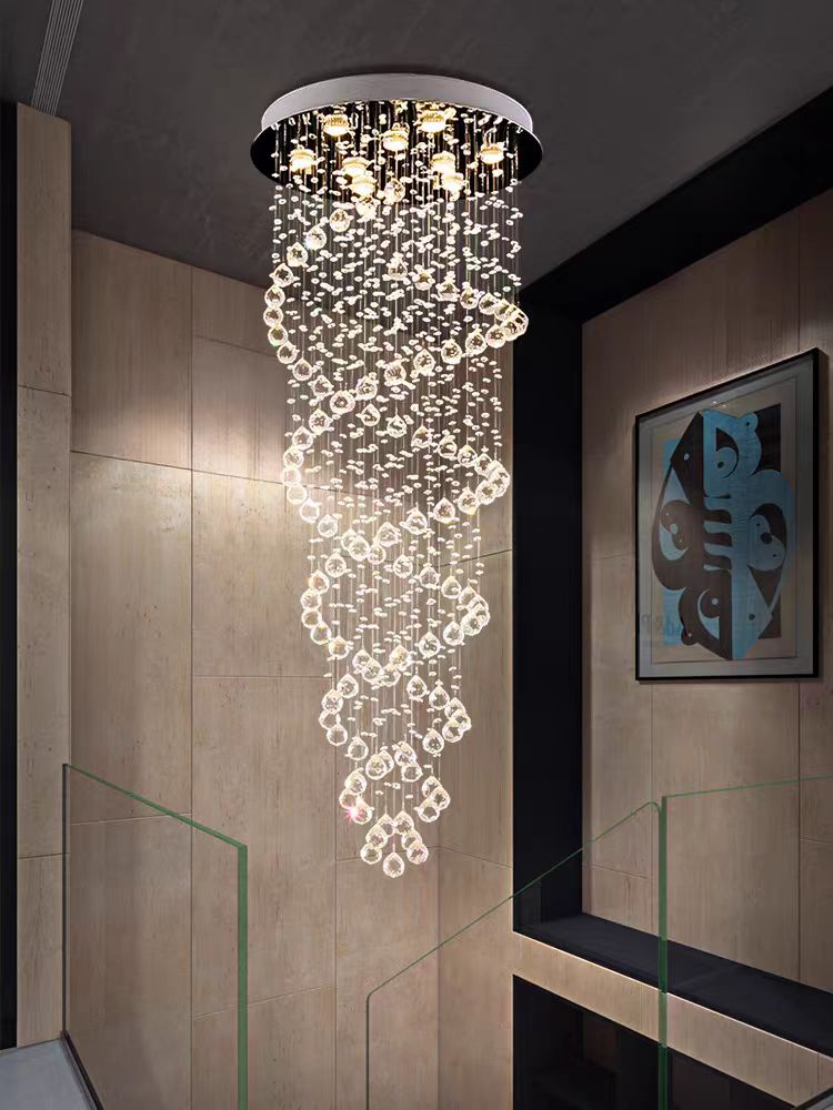 Custom Luxury Hotel Lobby Villa Home Staircase Pendant Light Modern Large Long Crystal Chandeliers for Stairs