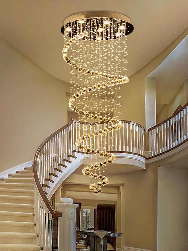 Custom Luxury Hotel Lobby Villa Home Staircase Pendant Light Modern Large Long Crystal Chandeliers for Stairs