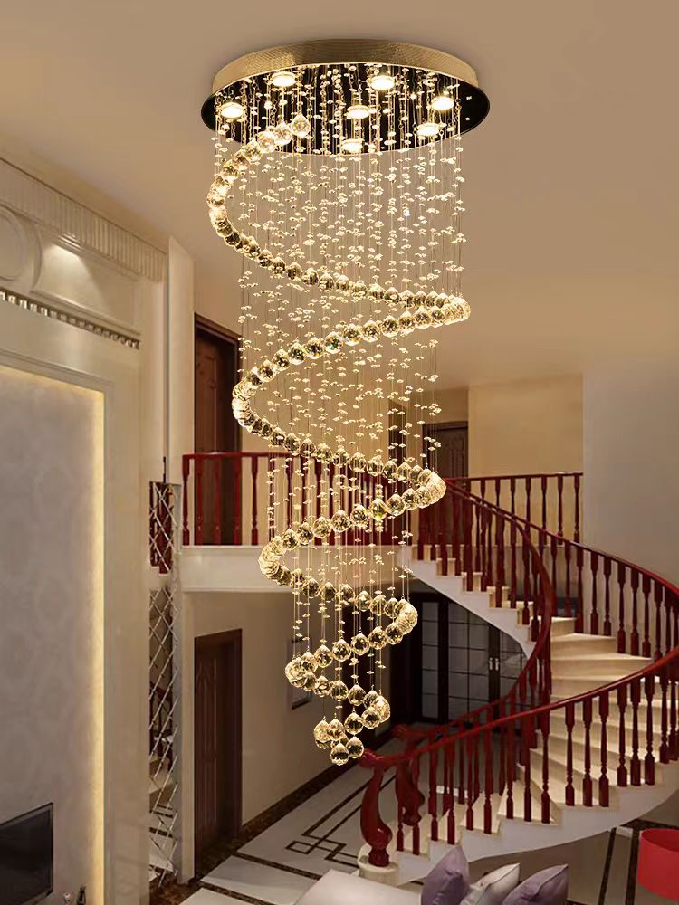 Custom Luxury Hotel Lobby Villa Home Staircase Pendant Light Modern Large Long Crystal Chandeliers for Stairs