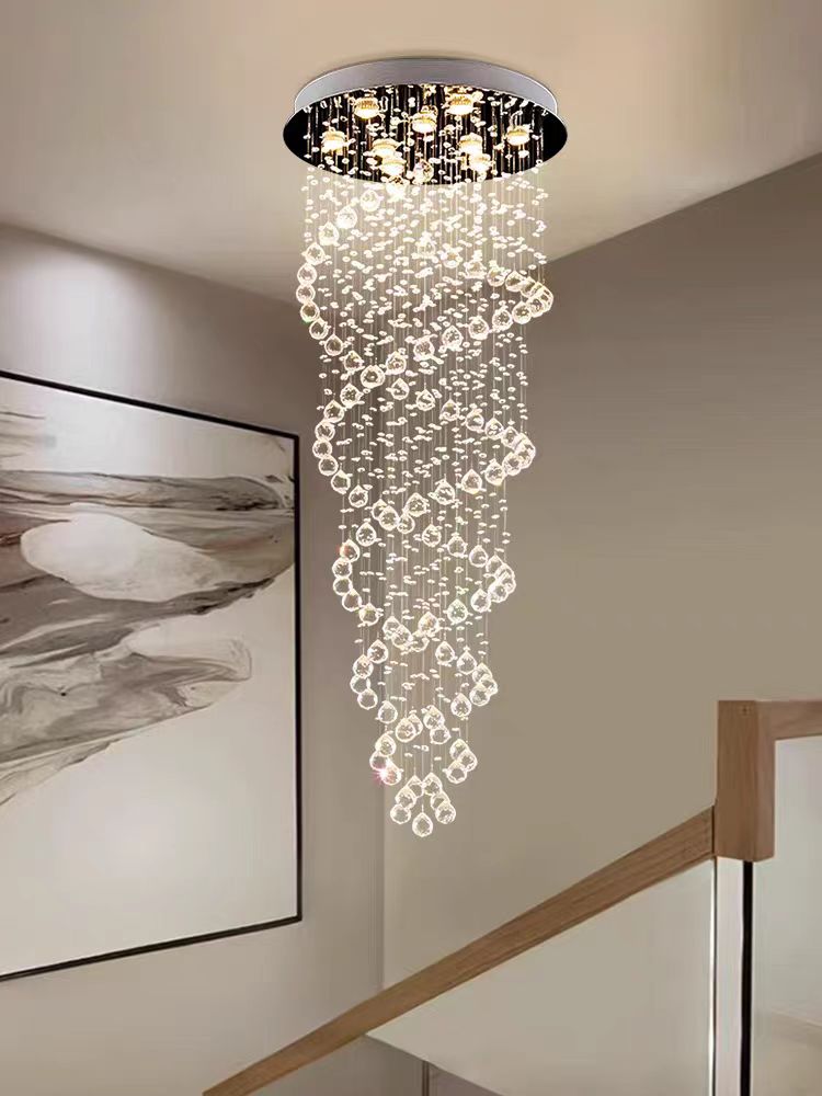 Custom Luxury Hotel Lobby Villa Home Staircase Pendant Light Modern Large Long Crystal Chandeliers for Stairs
