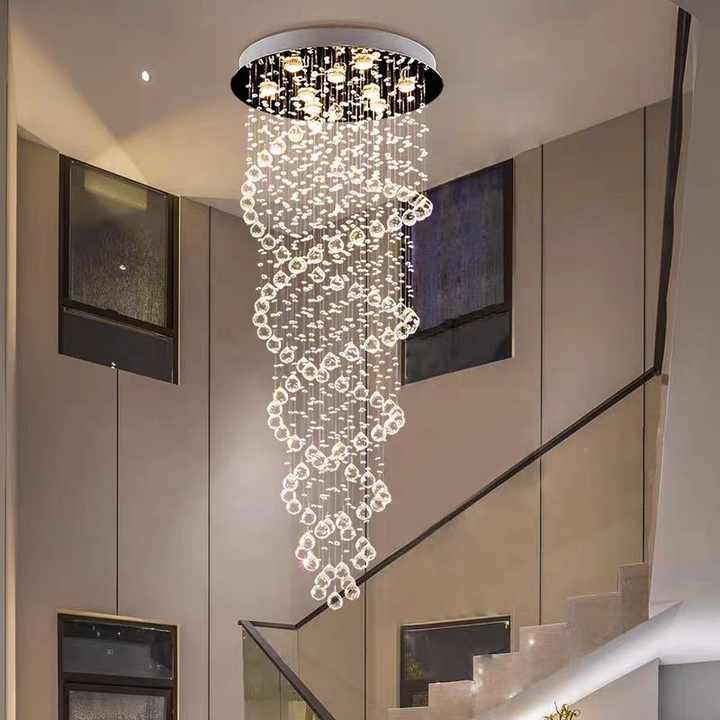 Custom Luxury Hotel Lobby Villa Home Staircase Pendant Light Modern Large Long Crystal Chandeliers for Stairs