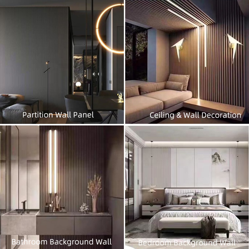 Interior 3D TV Background Decorative Fluted PVC Cladding Boards Plastic Composite Laminated WPC Wall Panels