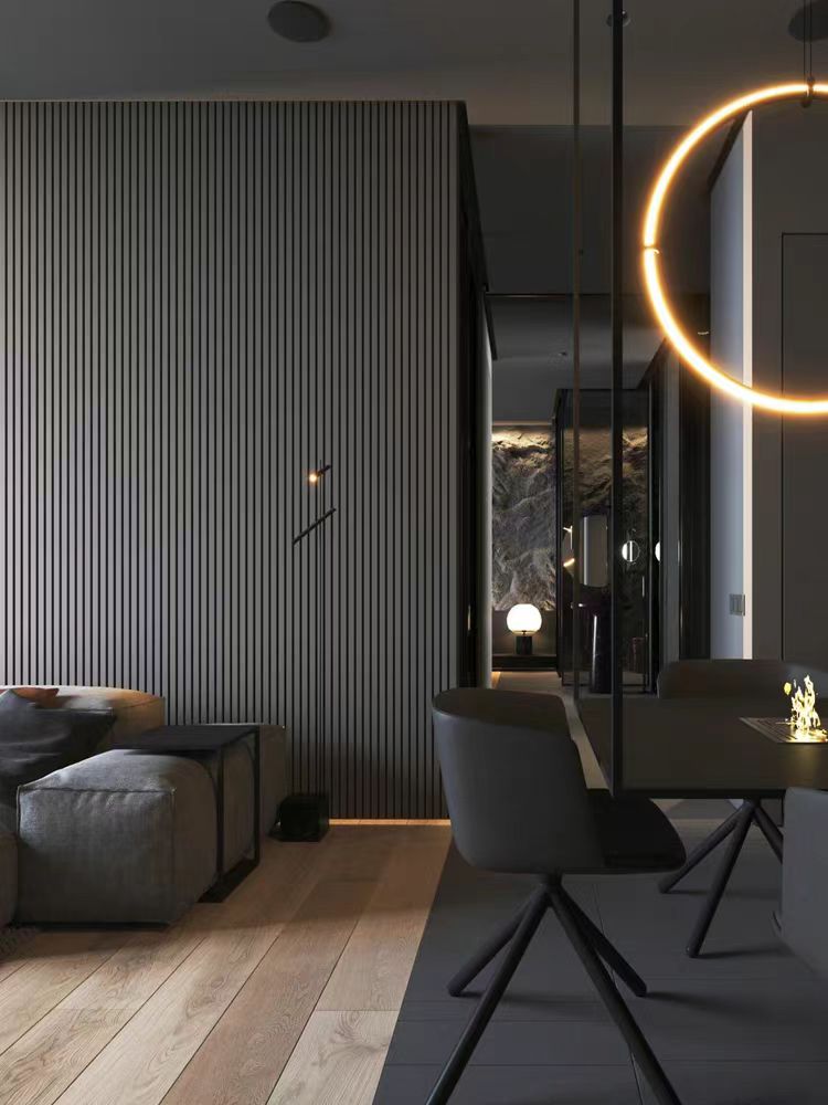 Interior 3D TV Background Decorative Fluted PVC Cladding Boards Plastic Composite Laminated WPC Wall Panels