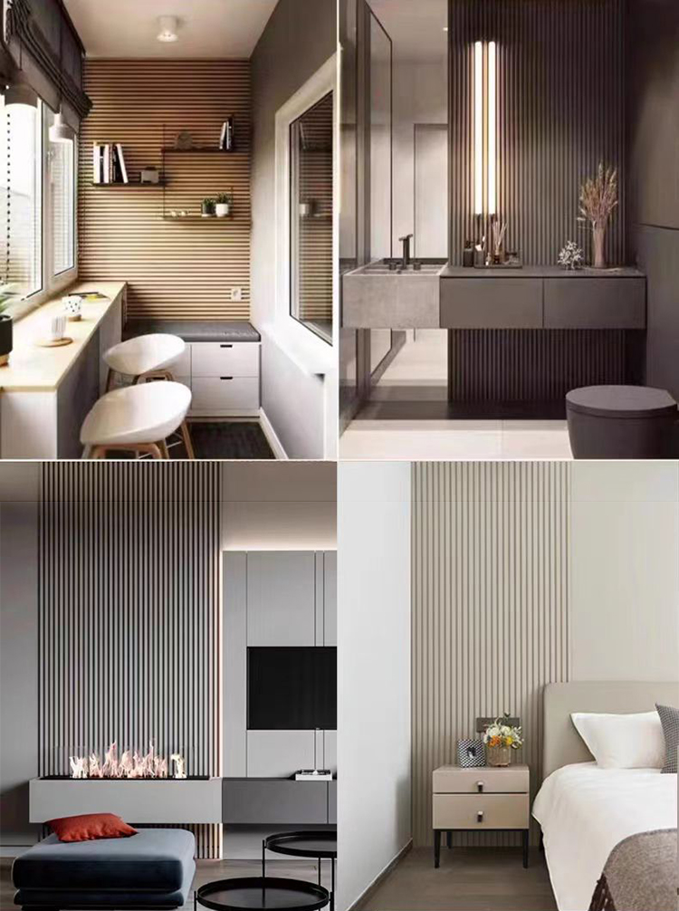 Interior 3D TV Background Decorative Fluted PVC Cladding Boards Plastic Composite Laminated WPC Wall Panels