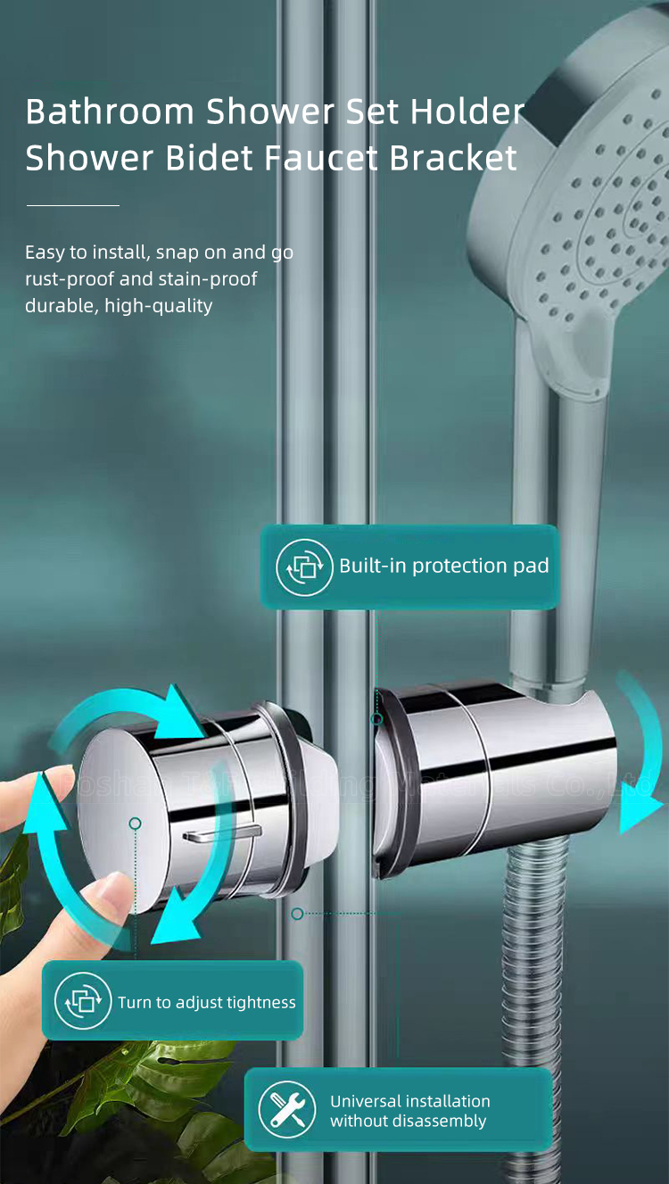 High Quality Adjustable Polished Chrome ABS Hand Bathroom Shower Head Set Holder Bidet Bracket