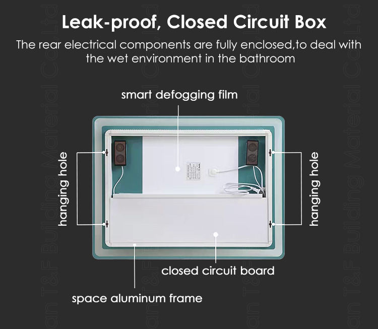 Hotel Anti-fog Touch Screen Sensor Switch Frameless Wall Makeup Vanity Smart LED Bathroom Mirror