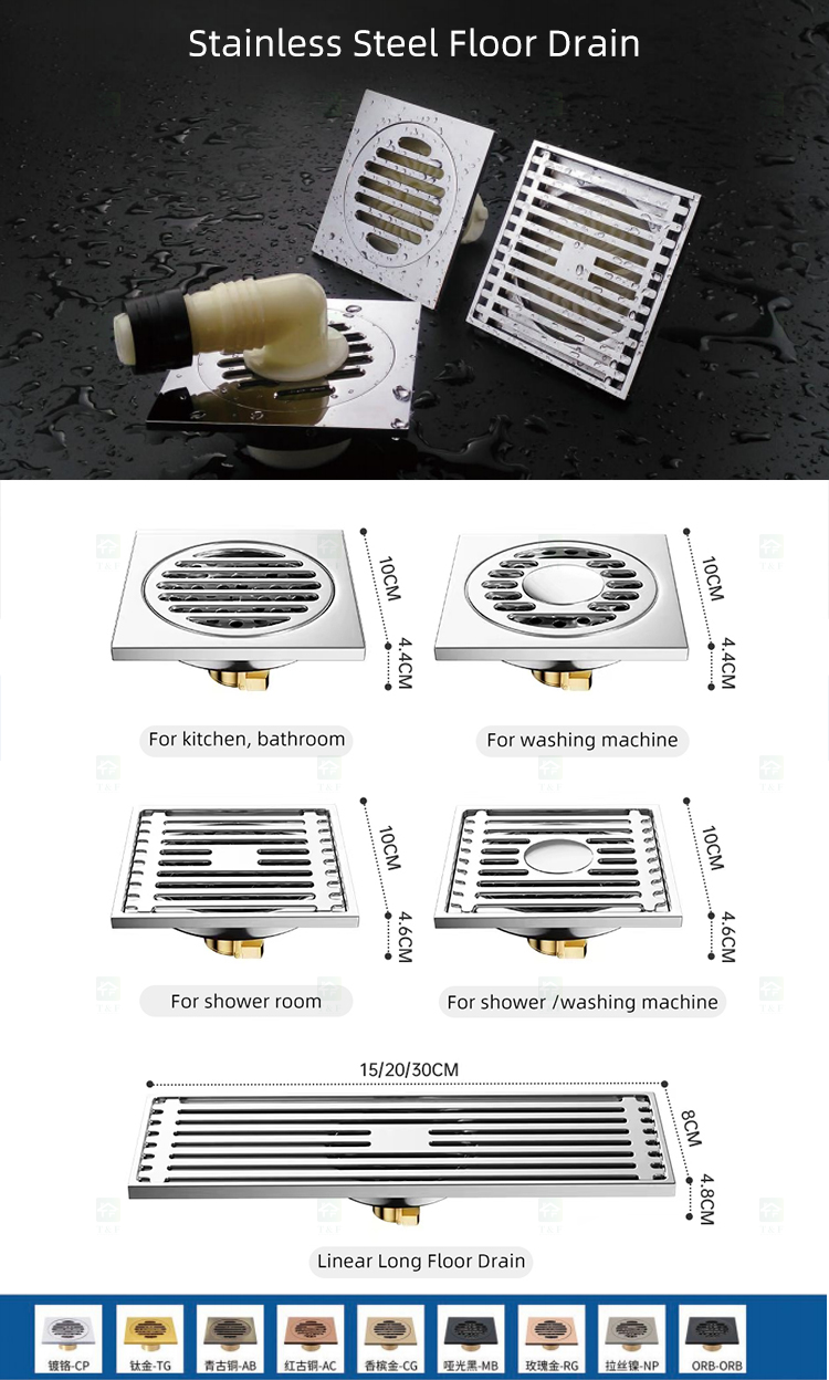 100x100 Insert Square Brass Filter Anti-odor Stainless Steel Bathroom Waste Gate Shower Room Floor Drain