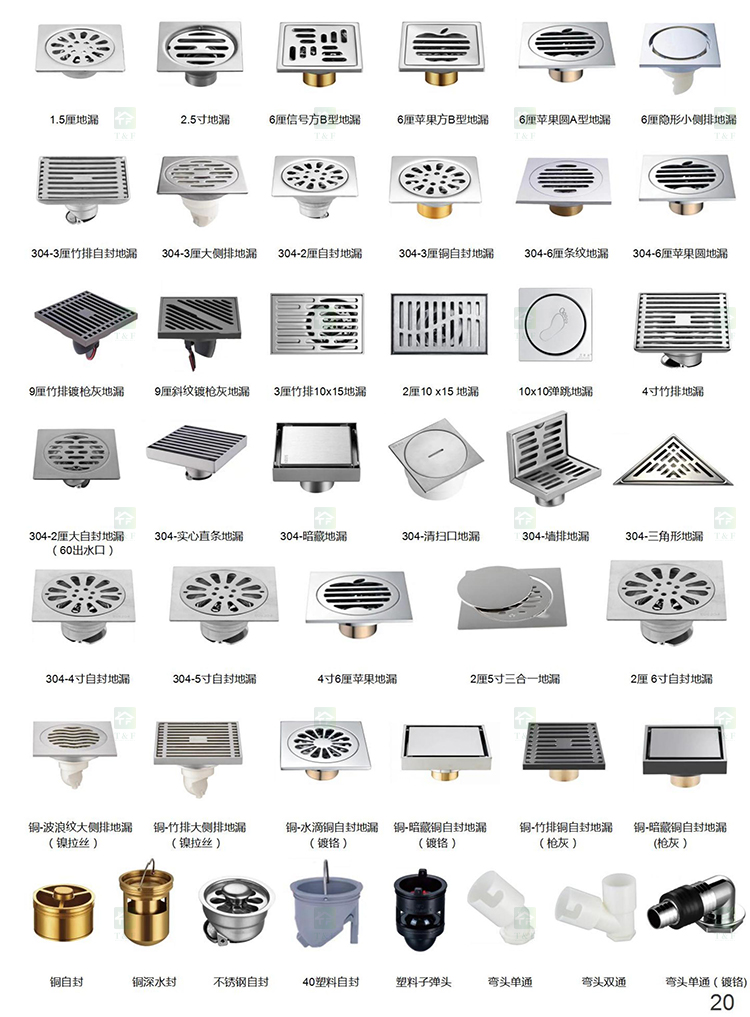 Modern Black Gray Bathroom Shower Accessories Brass 4 Inch Anti Odor SUS 201 304 Stainless Steel Floor Drain