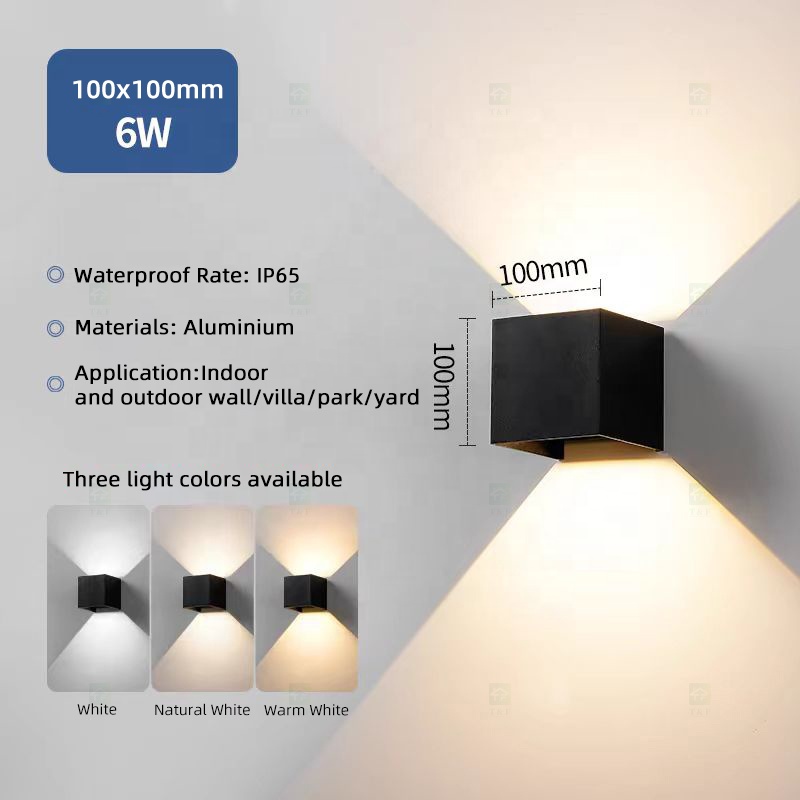 High Quality Outdoor Waterproof IP65 6W 12W up and Down Lighting Garden LED Wall Lamp Light for Home