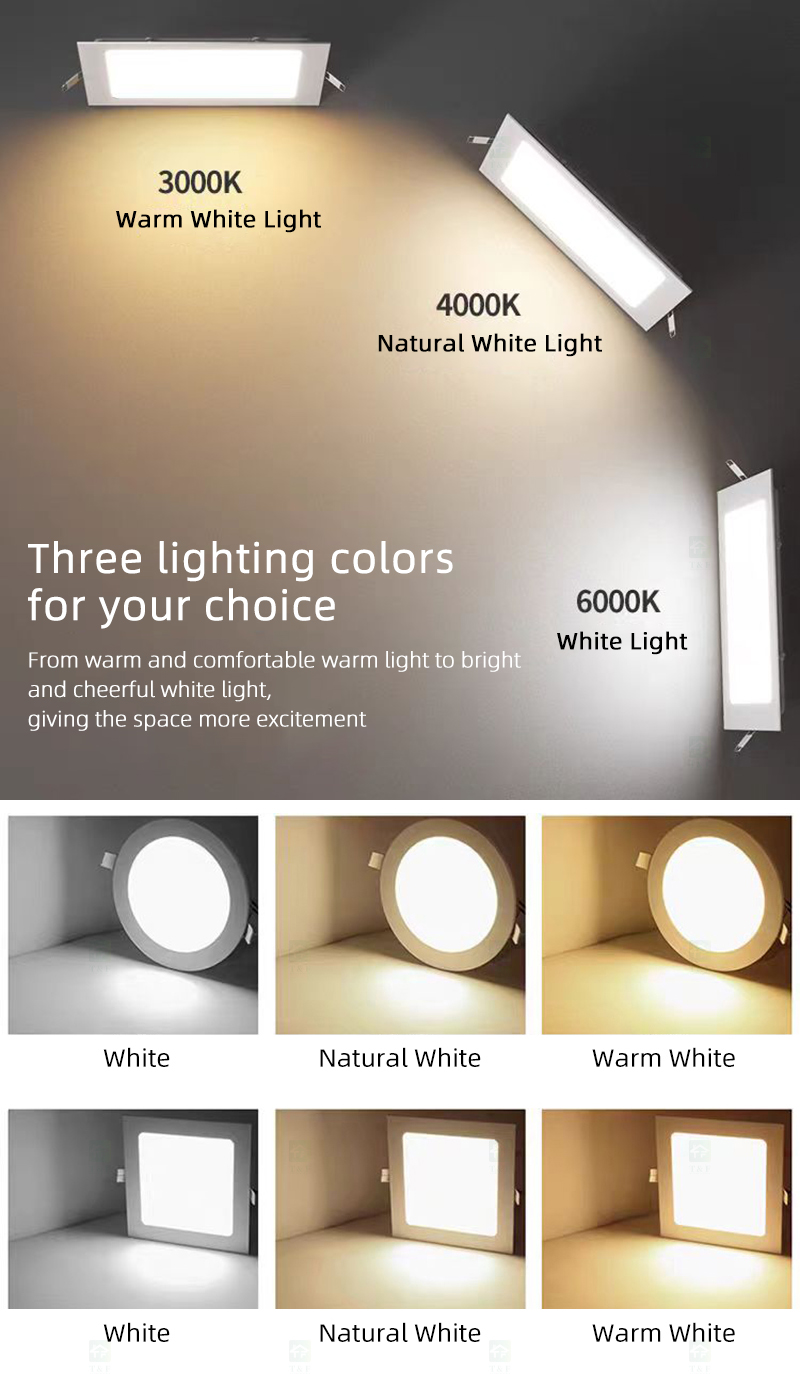 High Quality Ultra Thin Square 3W 6W 9W 12W 18W 24W Aluminum Recessed LED Panel Light for Home Office Ceiling