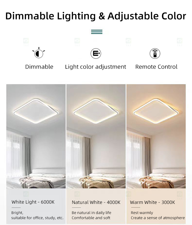 Modern Lustre Led Dimmable Round Square Shape Surface Mounted Bedroom Living Room Fixture Ceiling Light for Home Decor