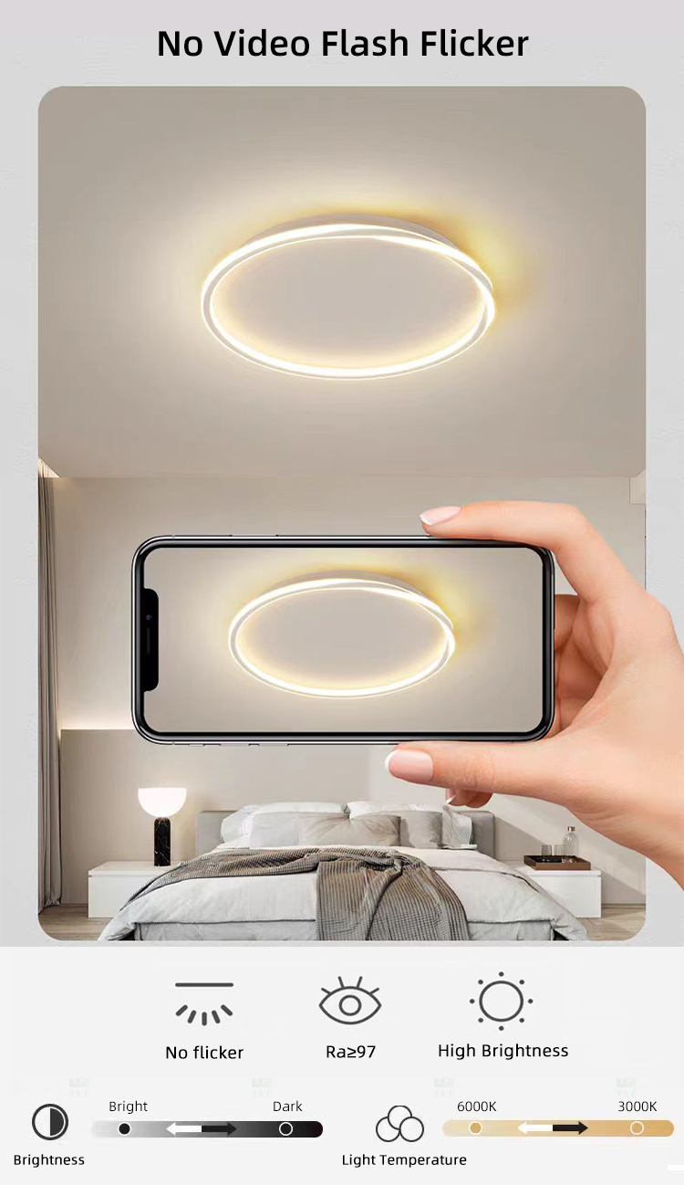 Modern Lustre Led Dimmable Round Square Shape Surface Mounted Bedroom Living Room Fixture Ceiling Light for Home Decor