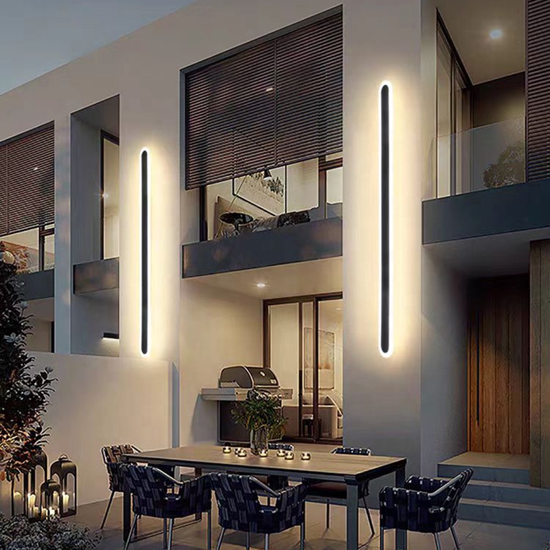 Modern IP65 Waterproof Outdoor Exterior LED Linear Strip Wall Mounted Light for Wall Home Courtyard Outdoor Wall Light