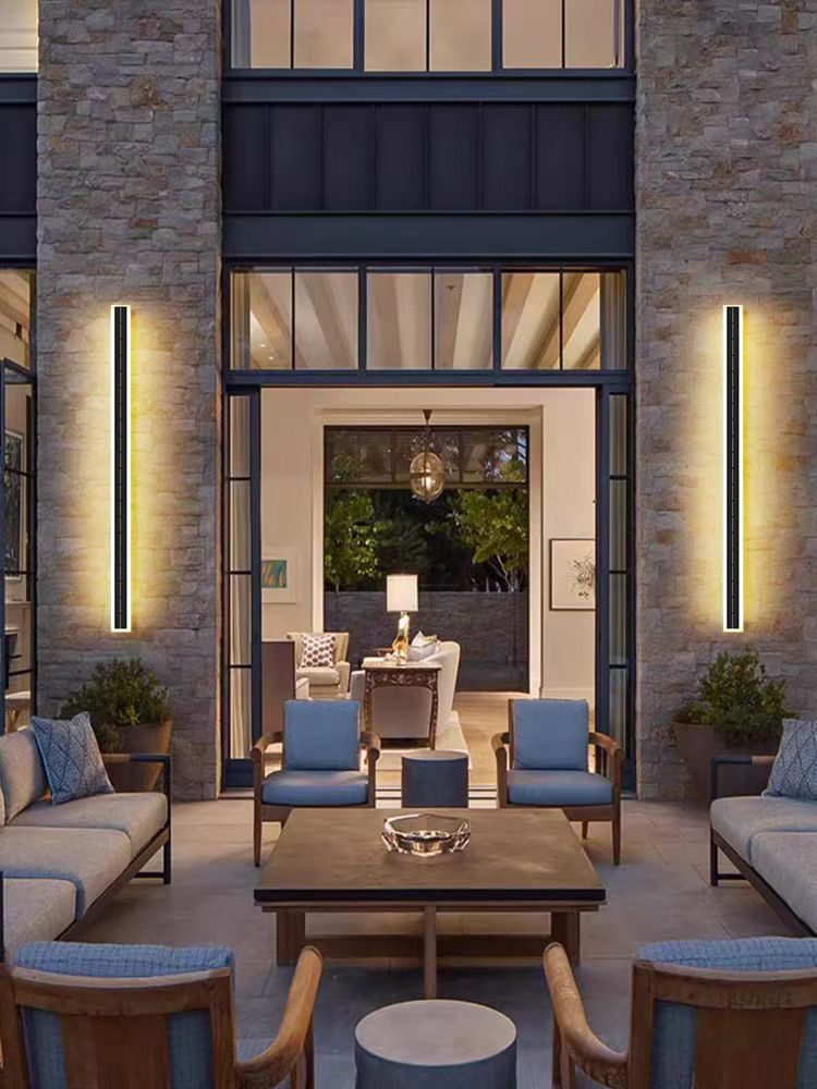 Modern IP65 Waterproof Outdoor Exterior LED Linear Strip Wall Mounted Light for Wall Home Courtyard Outdoor Wall Light