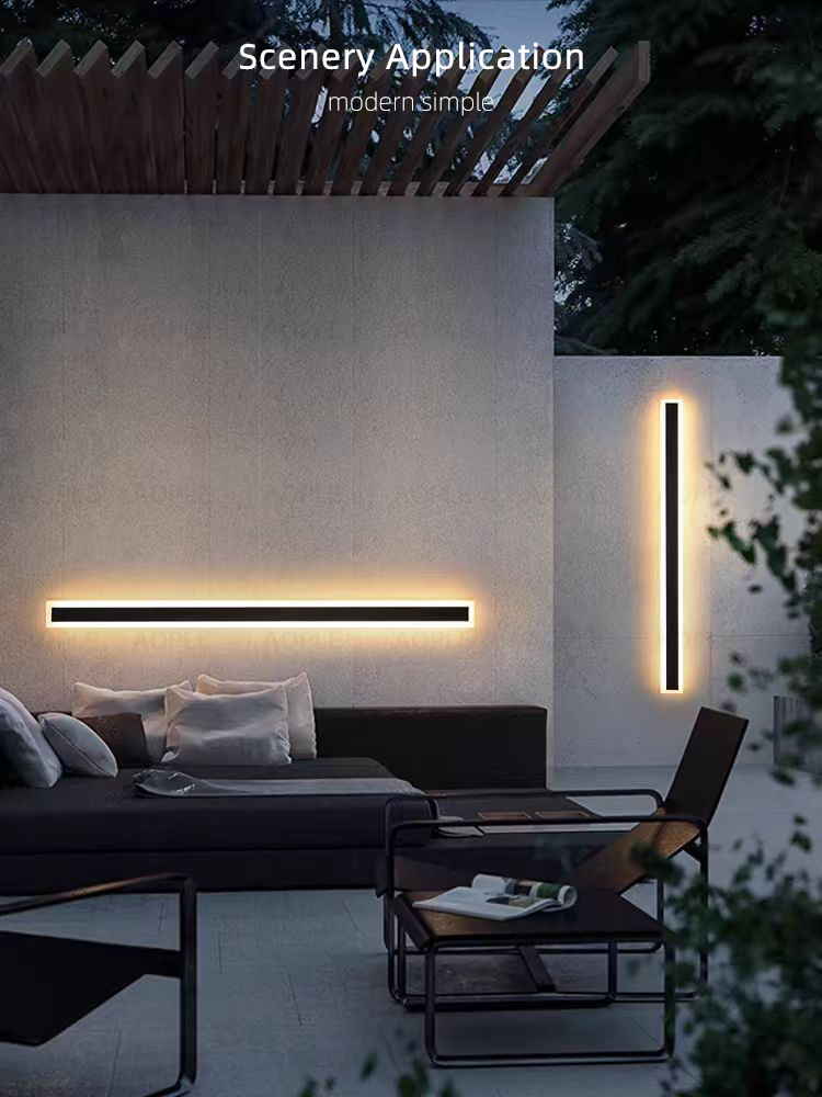 Modern IP65 Waterproof Outdoor Exterior LED Linear Strip Wall Mounted Light for Wall Home Courtyard Outdoor Wall Light