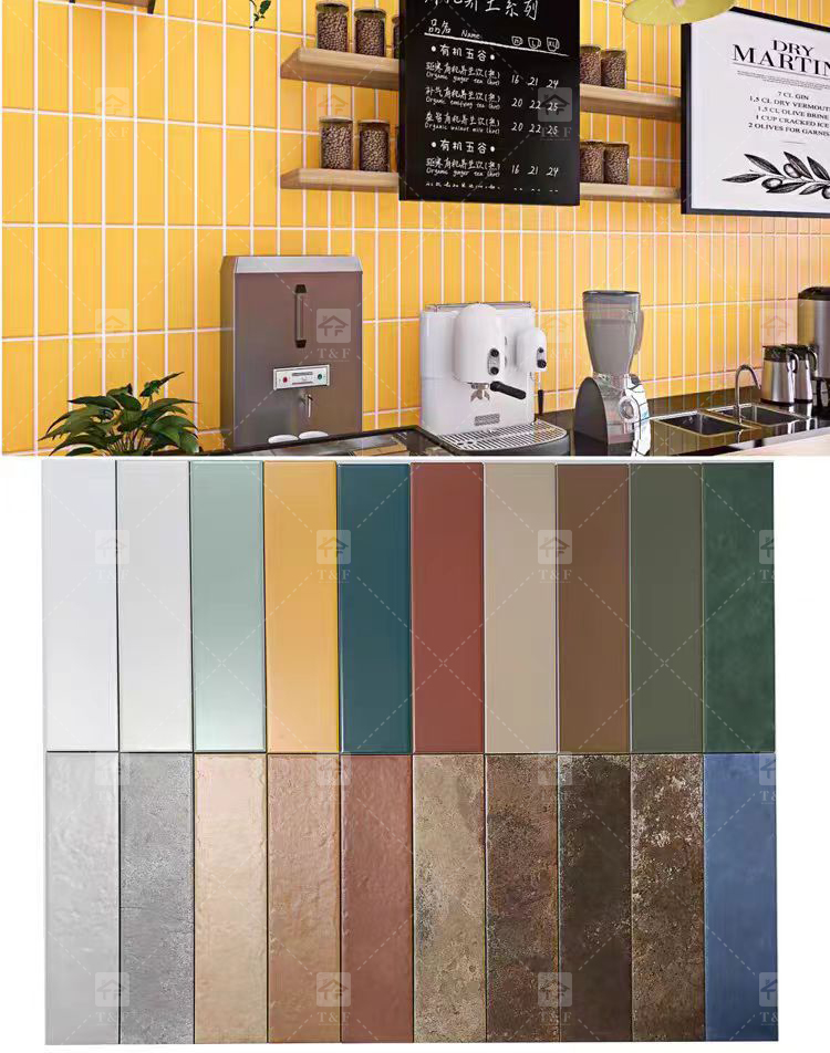 75x300 Mm Small American Vintage Matte Strip Backsplash Kitchen Tiles for Bathroom or Living Room Villa Walls and Floors