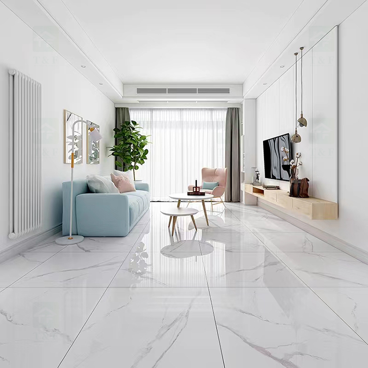 Hot Sale 60x60 Carrelage Carreaux De Sol White Marble Porcelain Polished Glazed Wall Floor Tile