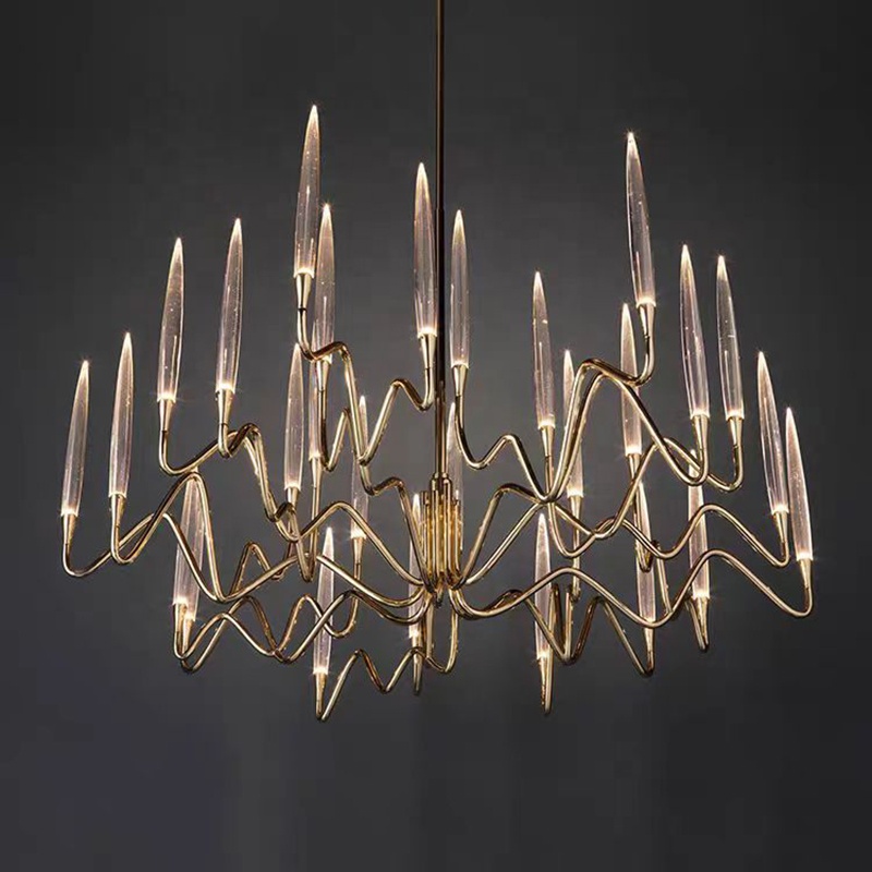 Modern Interior Led Crystal Glass Chandelier Design for Villa and Hotel Pendant Hanging Light Fixture