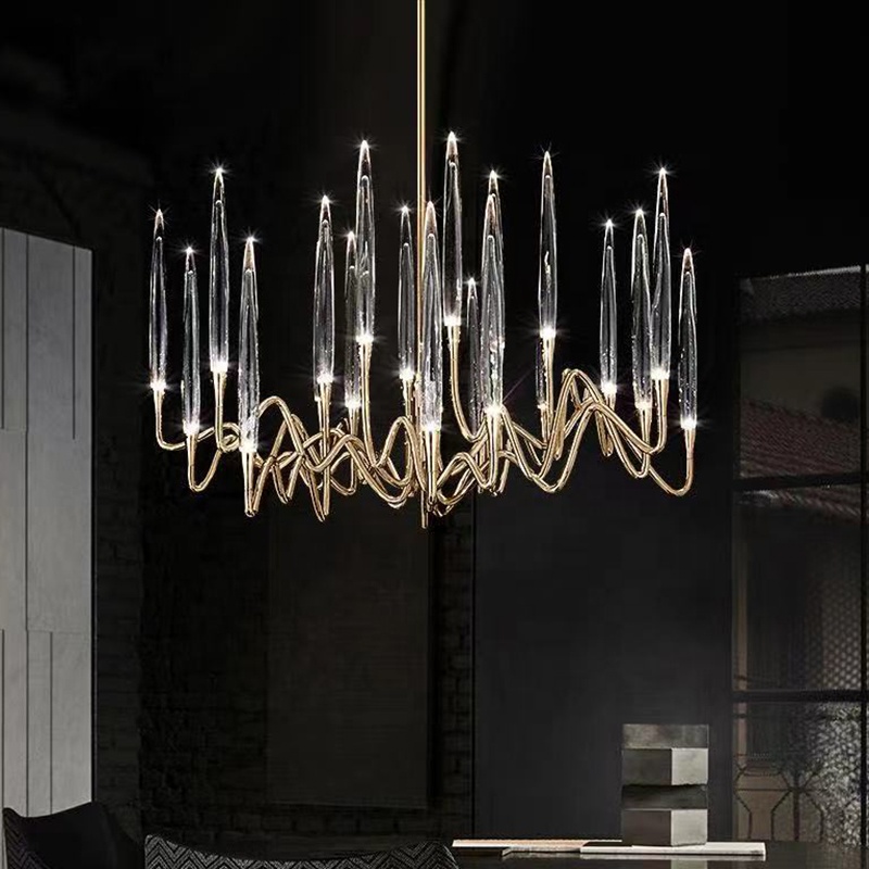 Modern Interior Led Crystal Glass Chandelier Design for Villa and Hotel Pendant Hanging Light Fixture