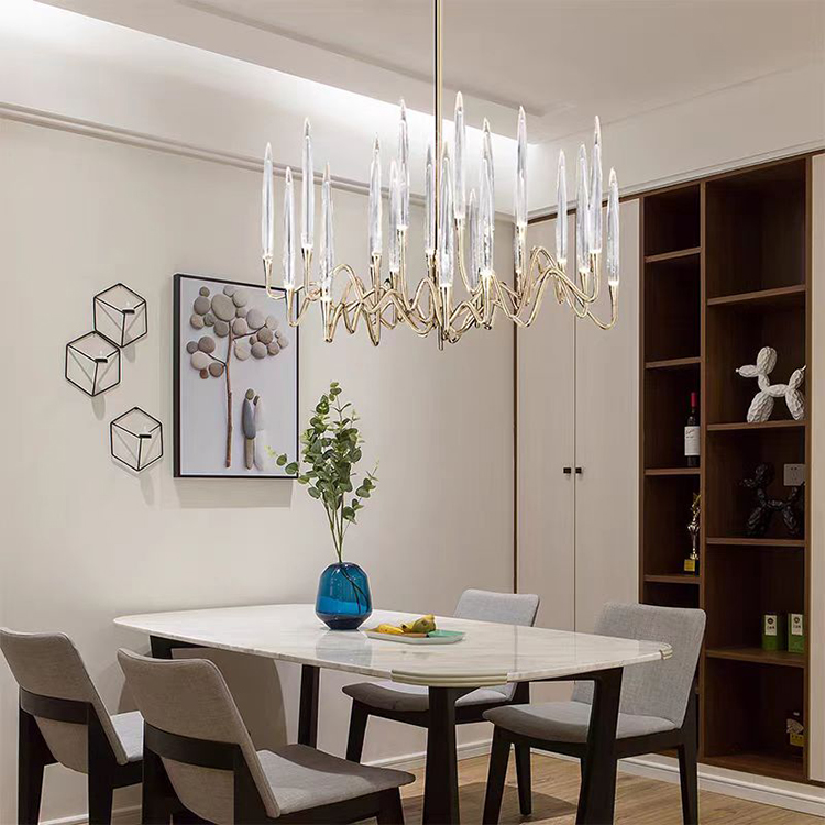 Modern Interior Led Crystal Glass Chandelier Design for Villa and Hotel Pendant Hanging Light Fixture