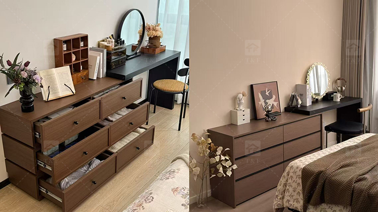 Modern Solid Wood LED-Lighted Vanity Dressing Table with Side Lights Mirror for Apartment Bathroom and Hotel Use