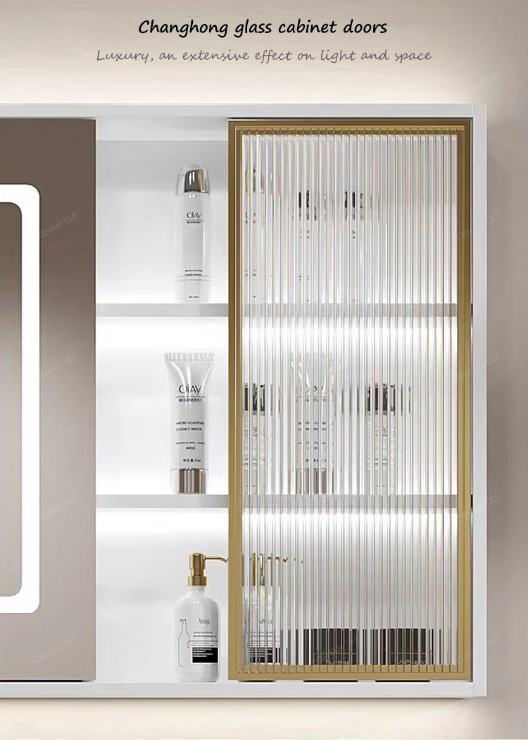Modern French White Bathroom Vanity Combo with Integrated Ceramic Basin Sink and Smart Mirror Cabinet Vanity Con Luz Led