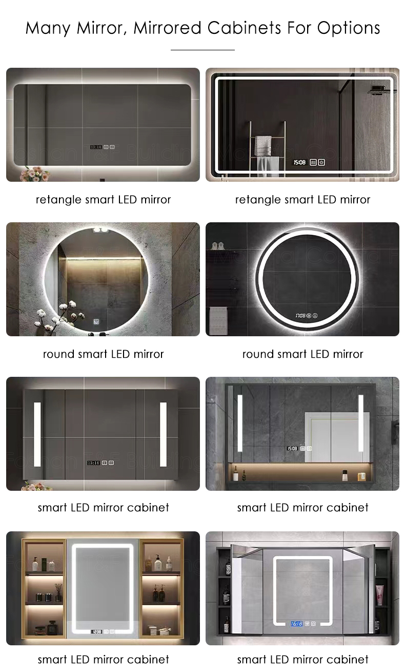 Modern French White Bathroom Vanity Combo with Integrated Ceramic Basin Sink and Smart Mirror Cabinet Vanity Con Luz Led