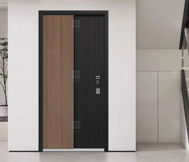 Hot Selling Custom High-End Modern Design External Entrance Front Safety Door Fashionable Door Decoration Exterior Application