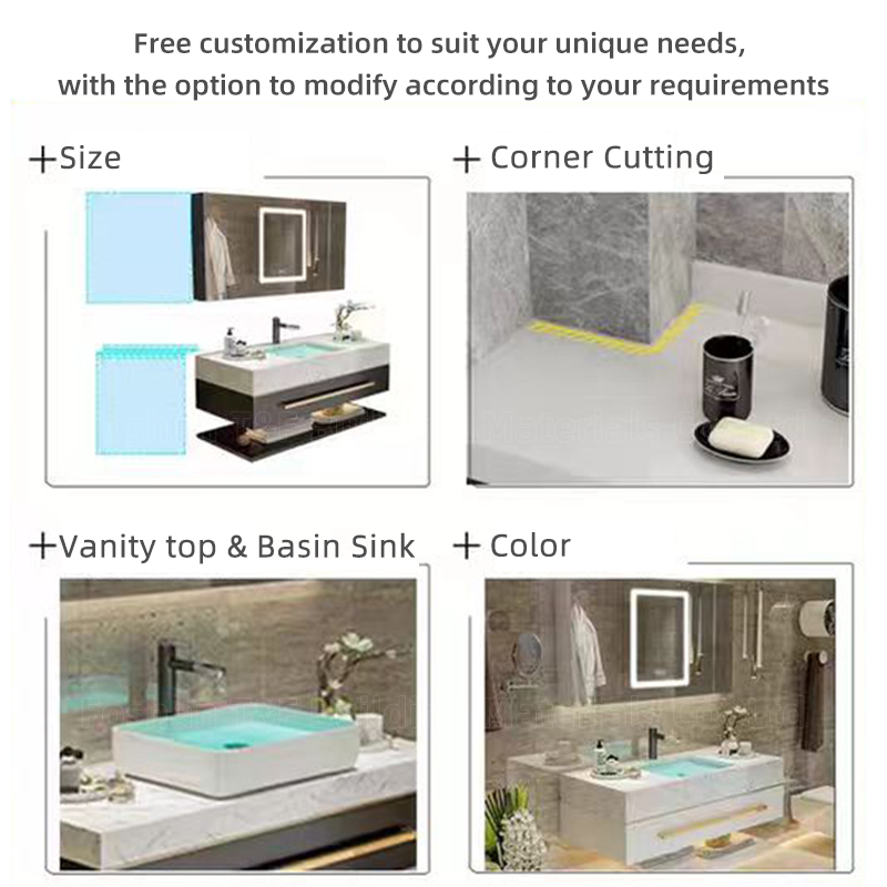 Hot Selling Bathroom Washbasin Cabinet Vanity Set With Smart Lighted Mirror and Sintered Stone Sink
