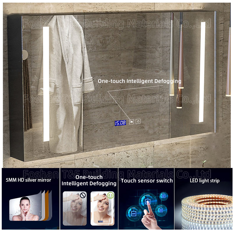 Hot Selling Bathroom Washbasin Cabinet Vanity Set With Smart Lighted Mirror and Sintered Stone Sink