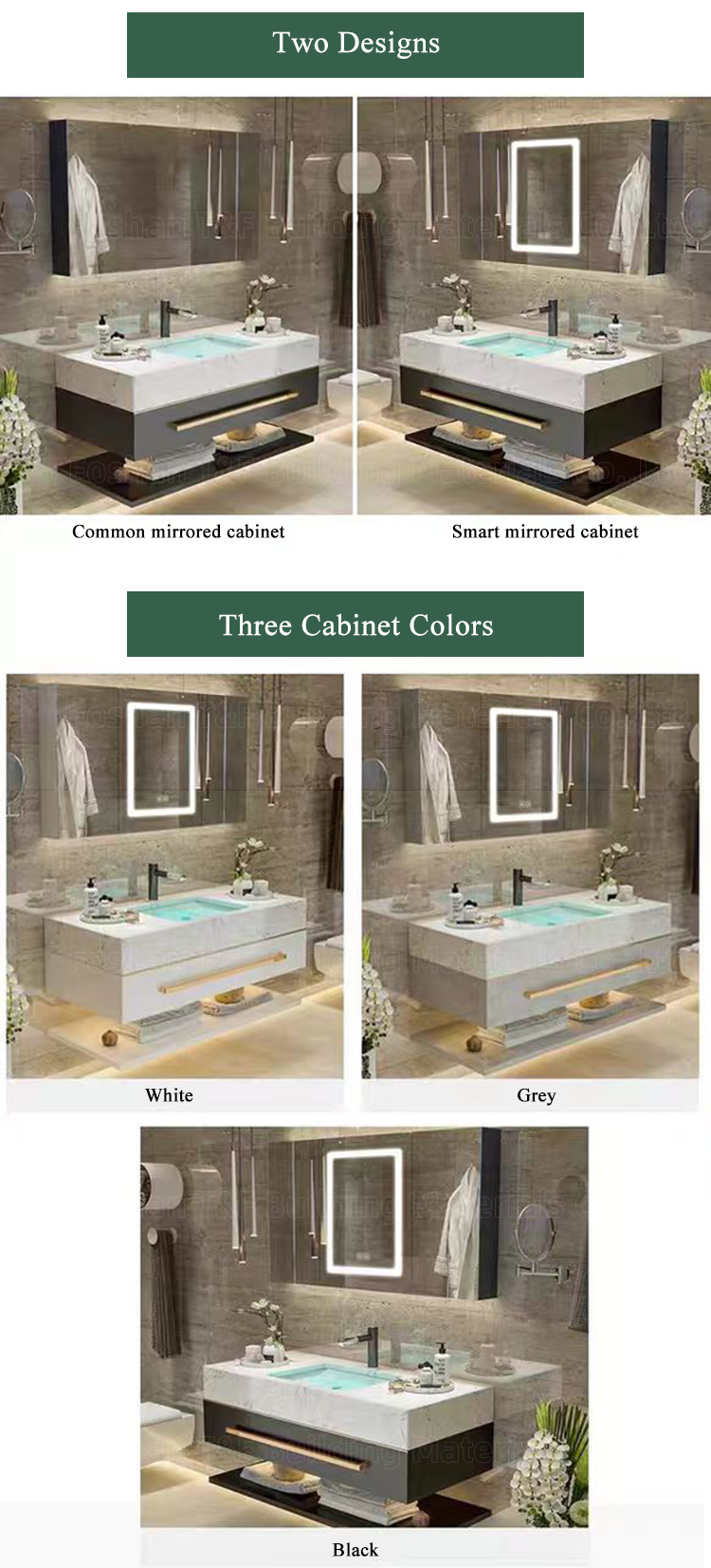 Hot Selling Bathroom Washbasin Cabinet Vanity Set With Smart Lighted Mirror and Sintered Stone Sink