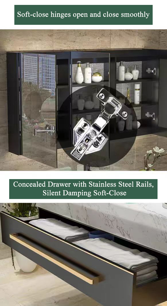 Hot Selling Bathroom Washbasin Cabinet Vanity Set With Smart Lighted Mirror and Sintered Stone Sink