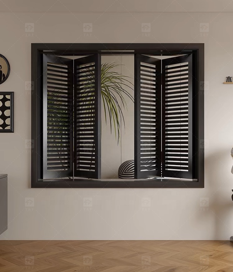 Modern Style High Quality Wooden Plantation Window Louver Western Style Adjustable Shutters Bathroom House Fashionable Window