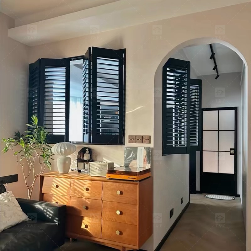 Modern Style High Quality Wooden Plantation Window Louver Western Style Adjustable Shutters Bathroom House Fashionable Window
