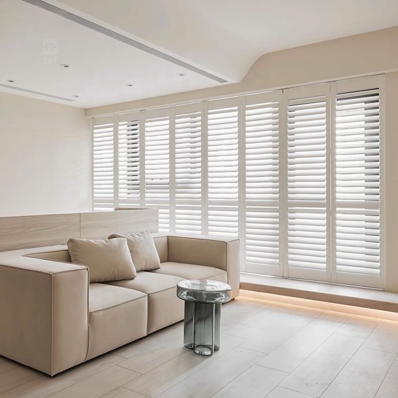 Modern Style High Quality Wooden Plantation Window Louver Western Style Adjustable Shutters Bathroom House Fashionable Window