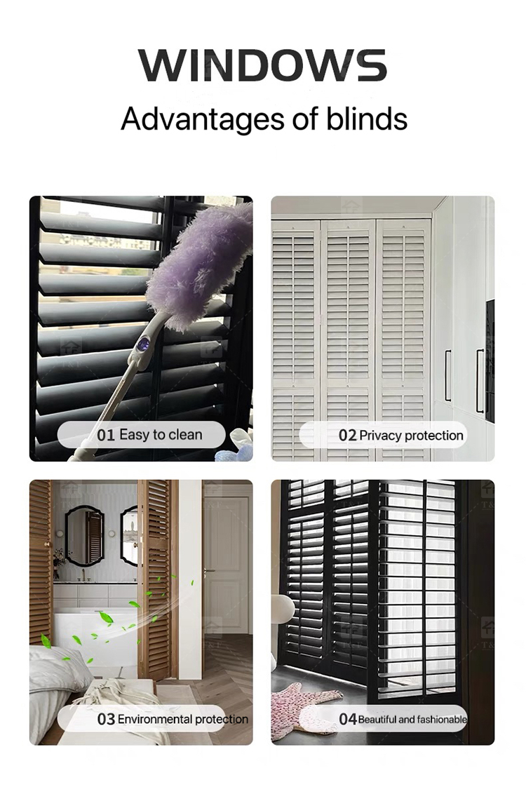 Modern Style High Quality Wooden Plantation Window Louver Western Style Adjustable Shutters Bathroom House Fashionable Window